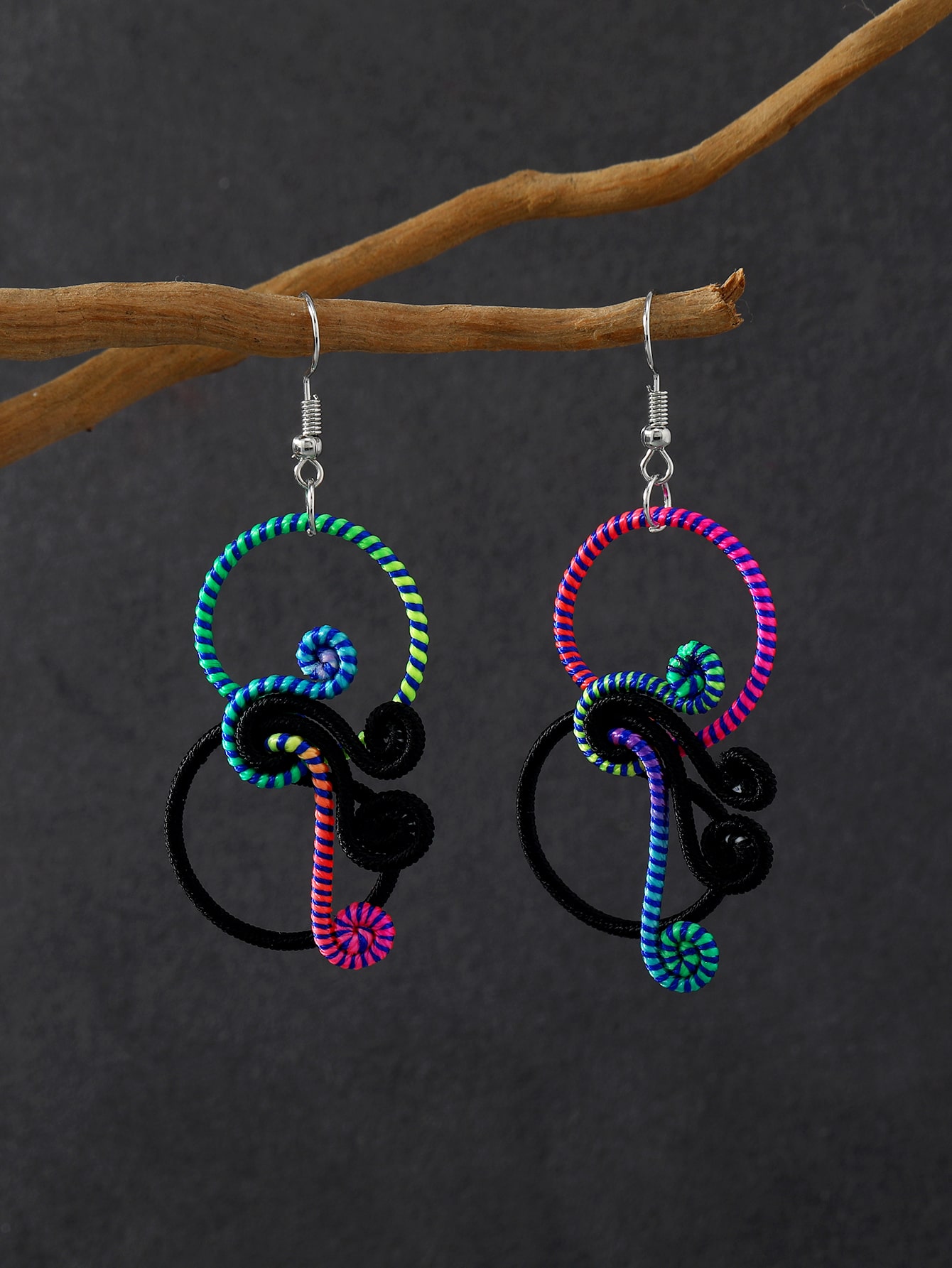 Color Block Swirl Drop Earrings