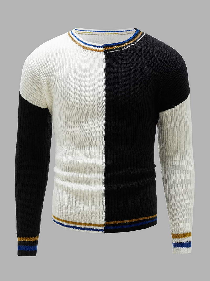 Men Color block Striped Trim Sweater