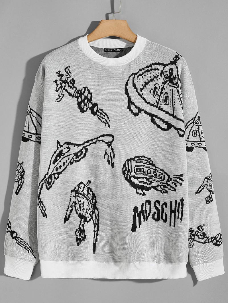Men Letter  Graphic Pattern Sweater